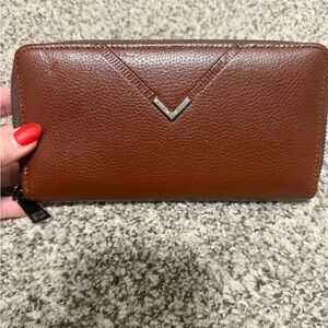 SHASHI Brown Leather Accessory with Silver Detail